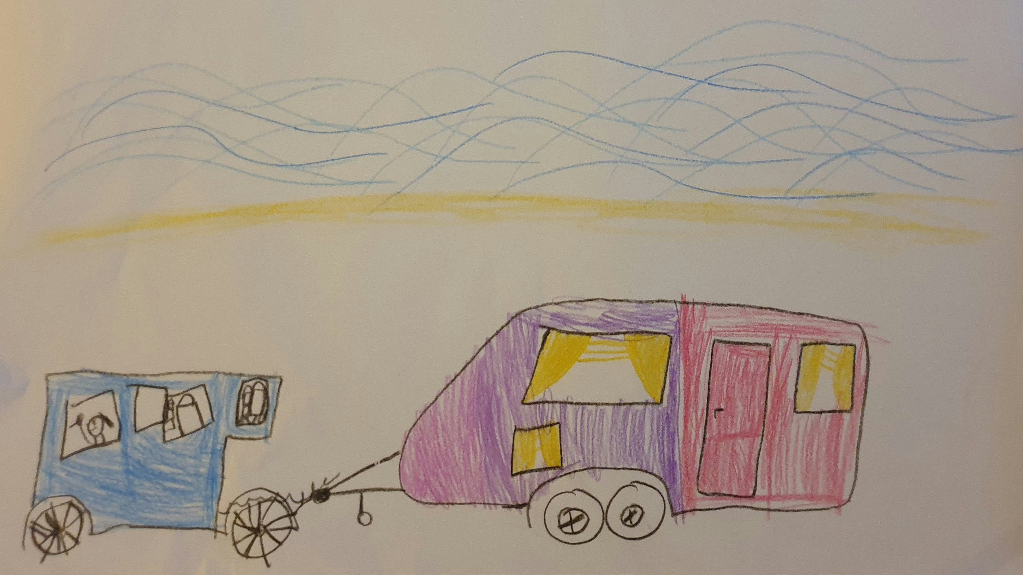 Traumurlaub am Meer: Theresa Schwienhorst ist 5 Jahre und wohnt in Cloppenburg. Theresa hat ihren Traumurlaub gemalt. Sie möchte mit dem Wohnwagen ans Meer fahren. Foto: Schwienhorst