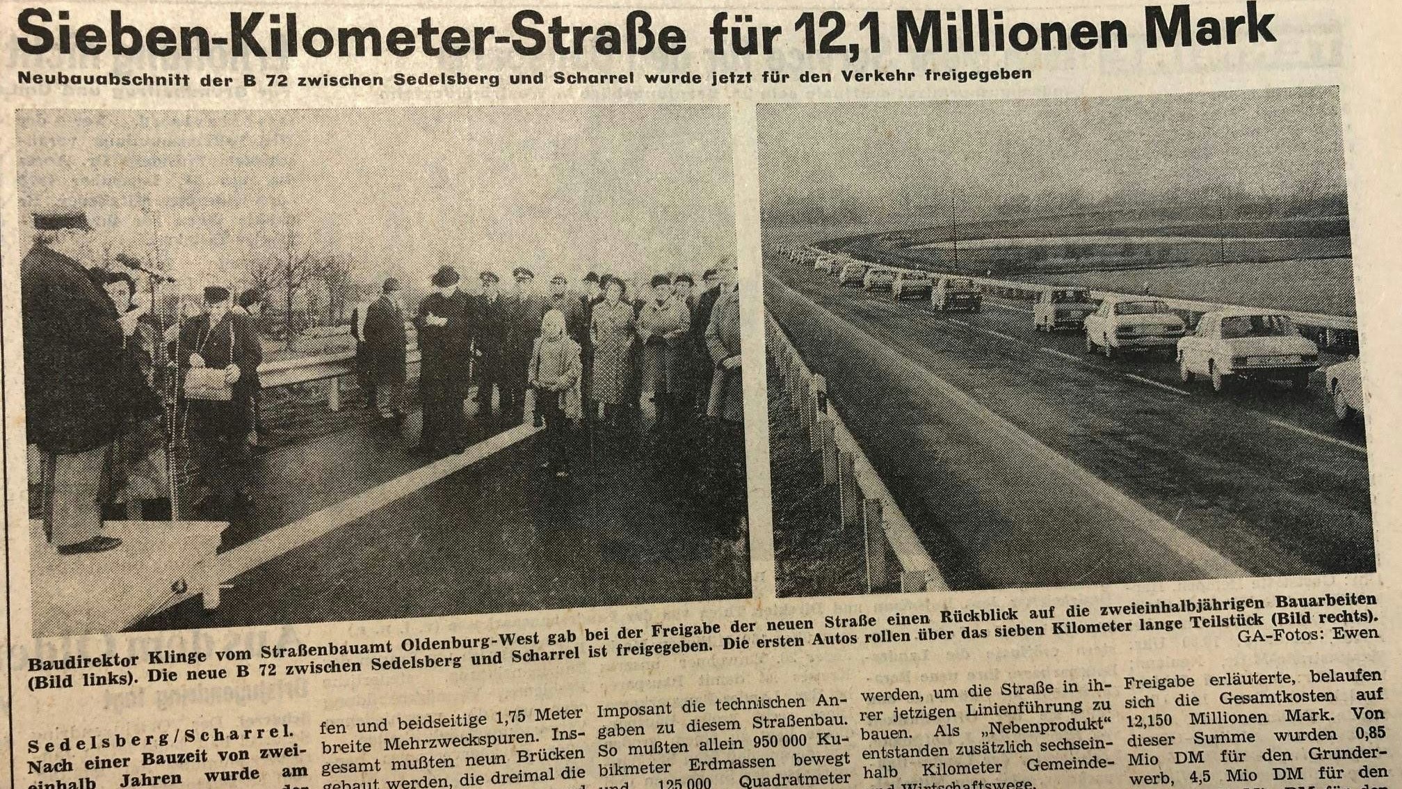 Großes Ereignis: Der Generalanzeiger in Rhauderfehn widmete der Straßeneröffnung 1972 viel Platz. Foto: Fertig