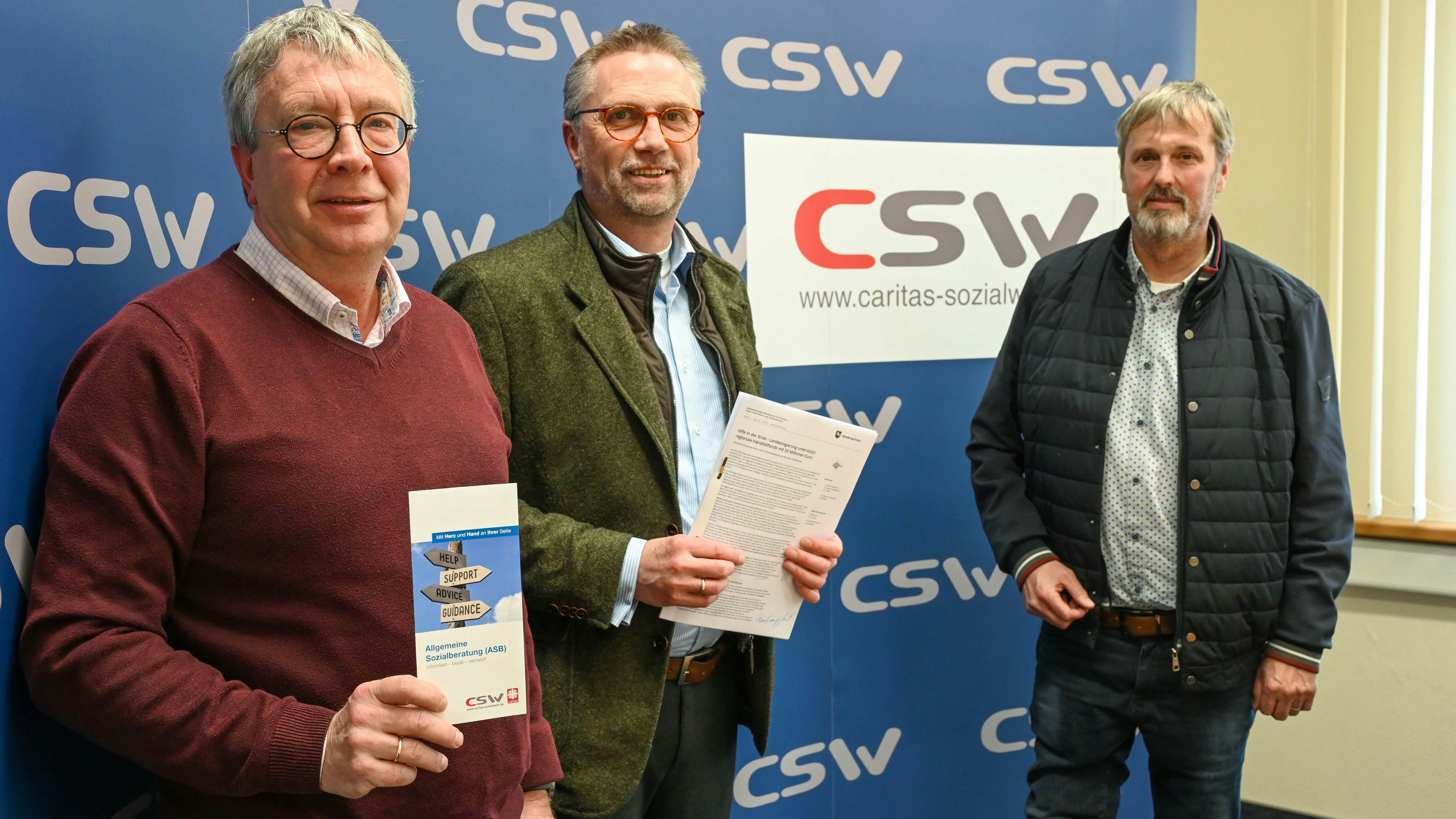 Schlagen eine Umwidmung der Gelder vor: Claus Emke, Heribert Mählmann und Klaus Karnbrock (von links). Foto: Hermes