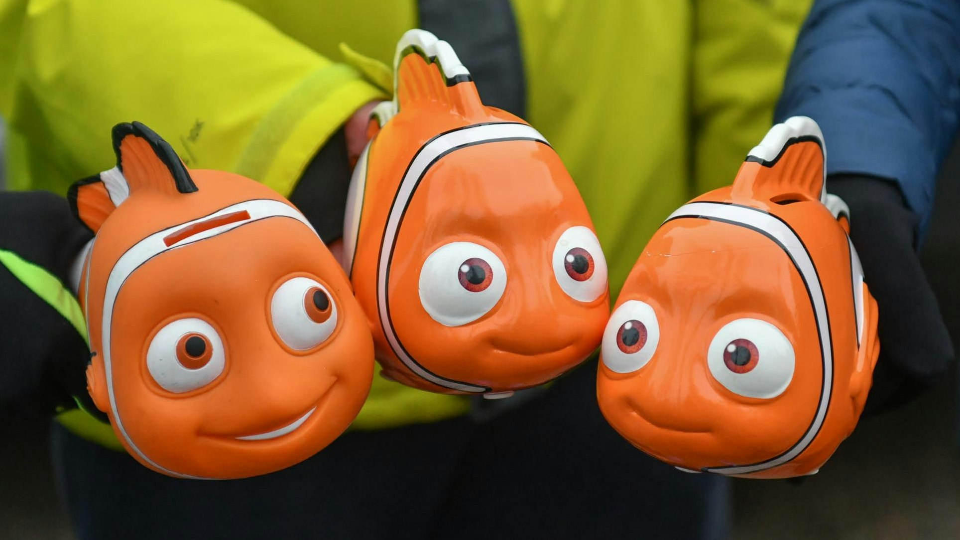 Tradition beim Heiligabendlauf: Die SgH-Spendendosen in Form des Clownfischs Nemo. Foto: Wenzel