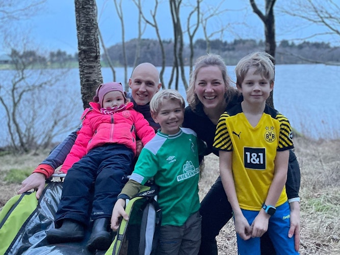 Norwegen grüßt Langförden: Familie Gelhaus absolvierte den SgH-Lauf in ihrer neuen Wahlheimat Stavanger. Foto: privat