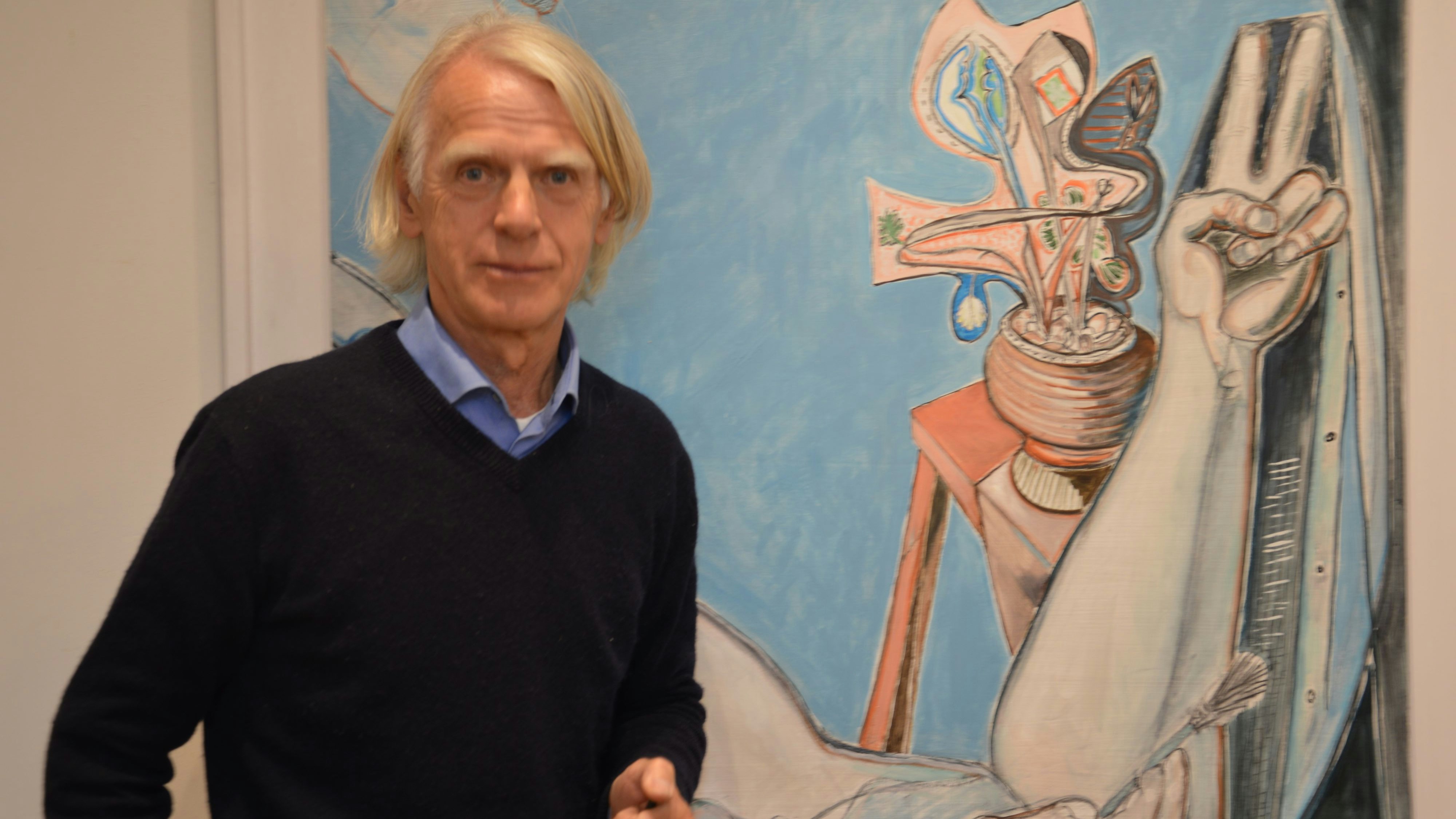 Gibt einen Einblick in seine Arbeit: Der Maler Peter Rüwe öffnet sein Atelier für Hobby-Maler und Kunstinteressierte. Foto: Wienken
