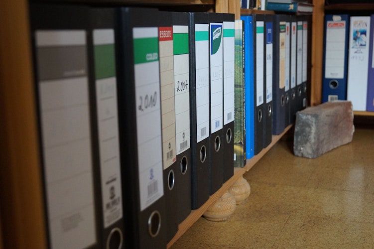 Hier reiht sich Ordner an Ordner: Das Archiv sorgt mittlerweile für ein Platzproblem im Arbeitszimmer. Foto: C. Meyer