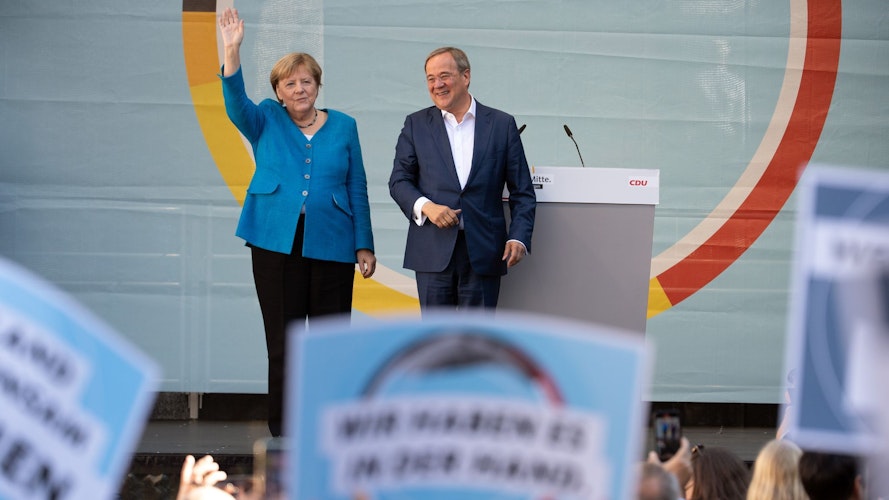 Bundeskanzlerin Angela Merkel und CDU-Kanzlerkandidat Armin Laschet. Foto: dpa