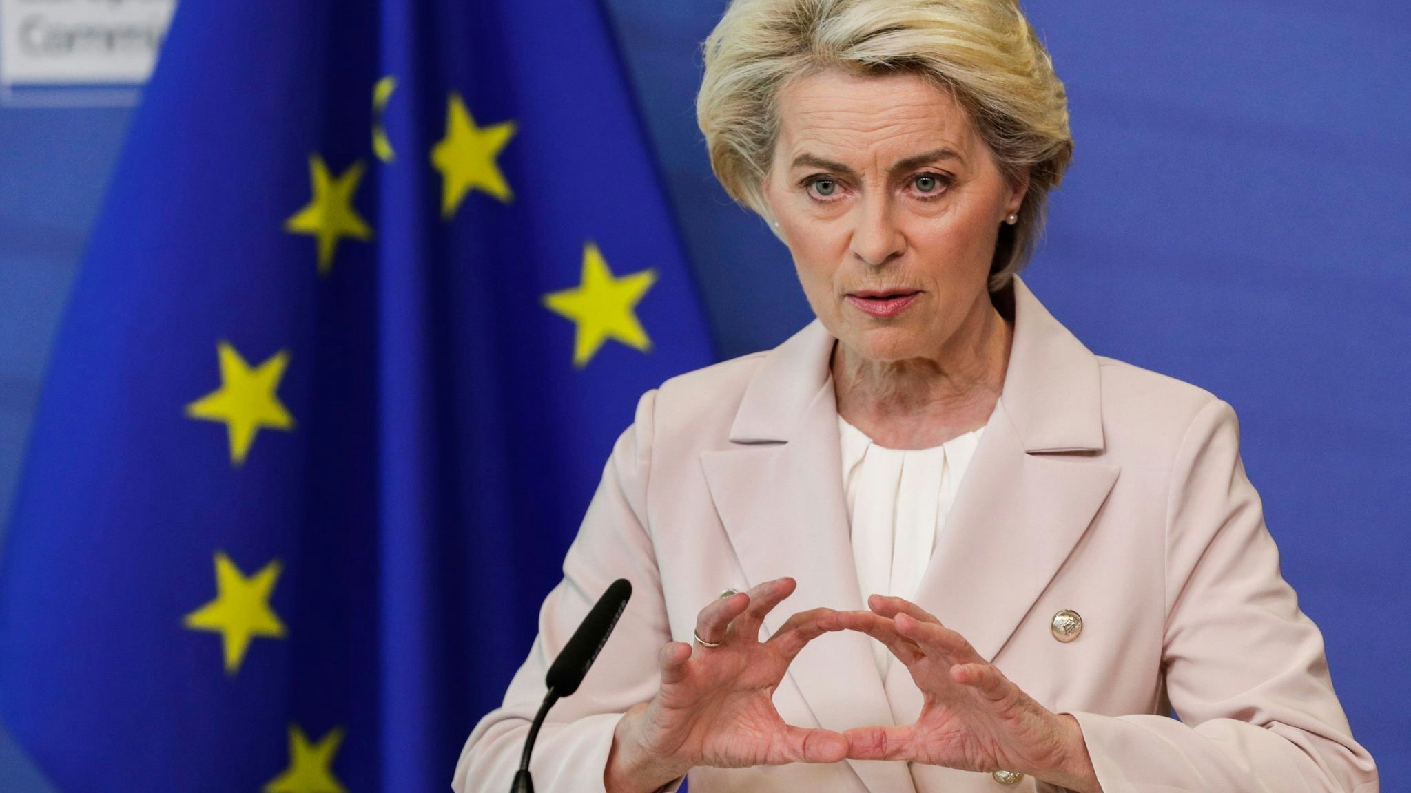 EU-Kommissionspräsidentin Ursula von der Leyen in Brüssel. Foto: dpa/Hoslet