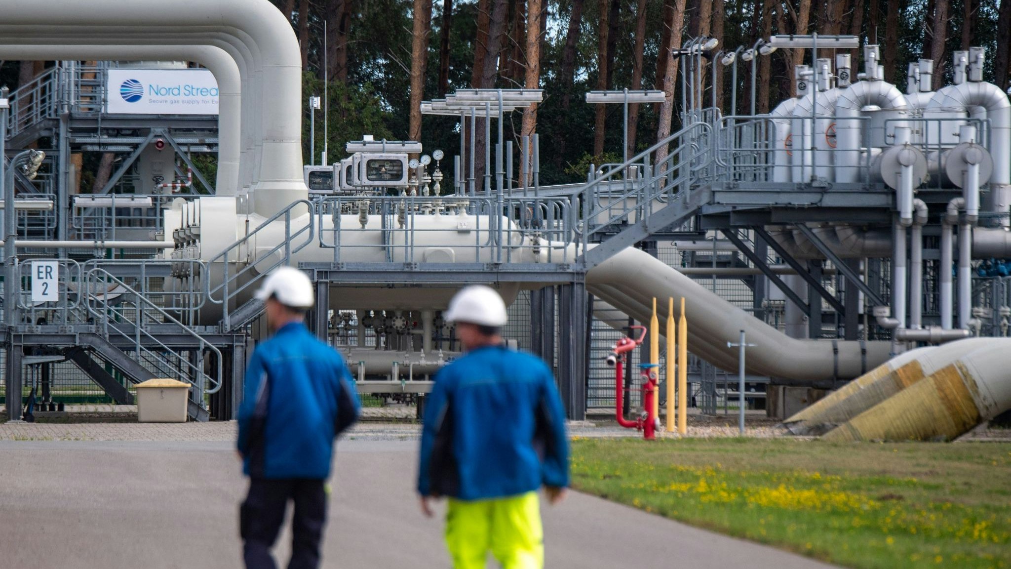 Rohrsysteme und Absperrvorrichtungen in der Gasempfangsstation der Ostseepipeline Nord Stream 1 in Lubmin. Foto. dpa/Sauer