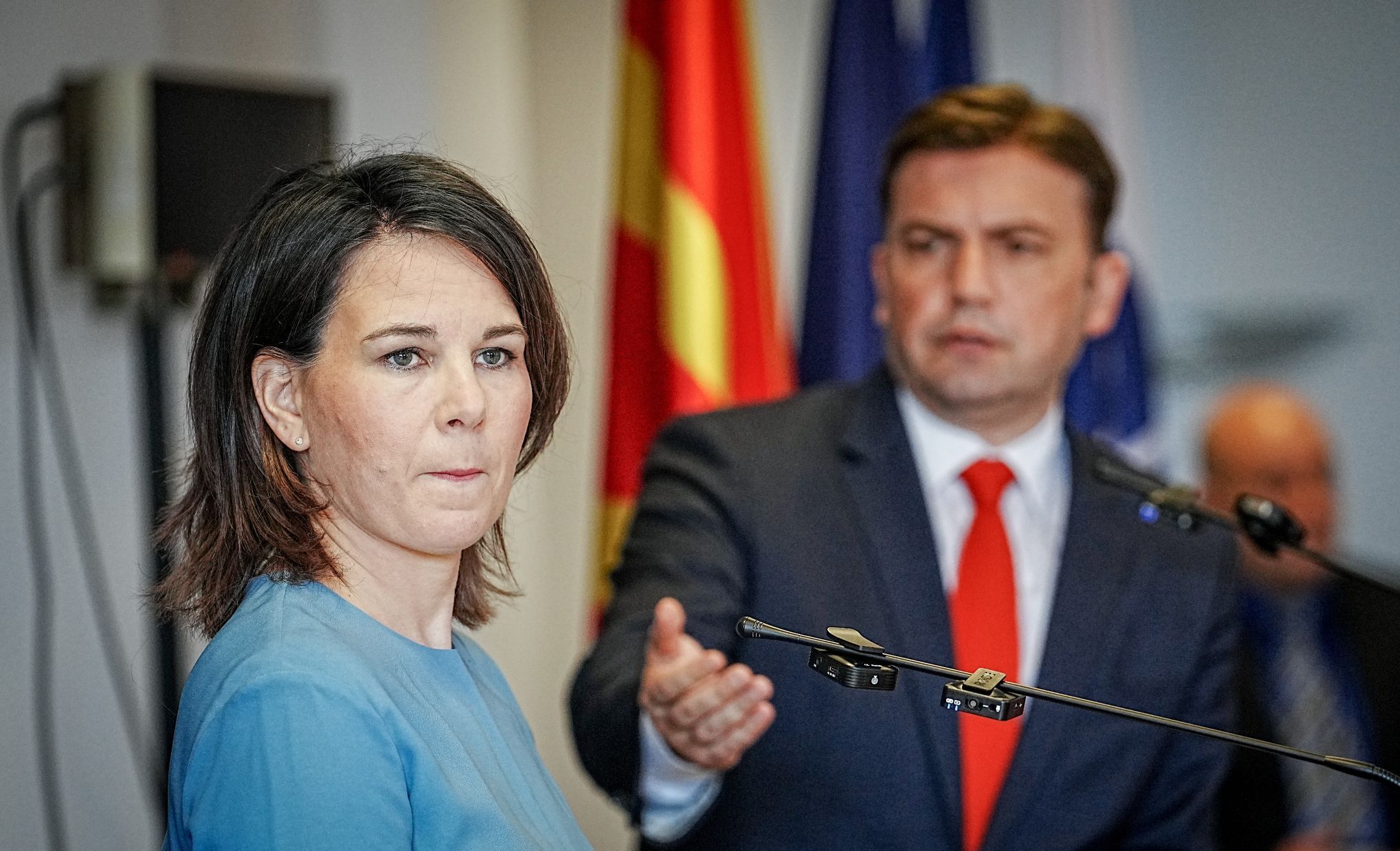Außenministerin Annalena Baerbock bei ihrem Besuch in Nordmazedonien. Foto: dpa/Nietfeld