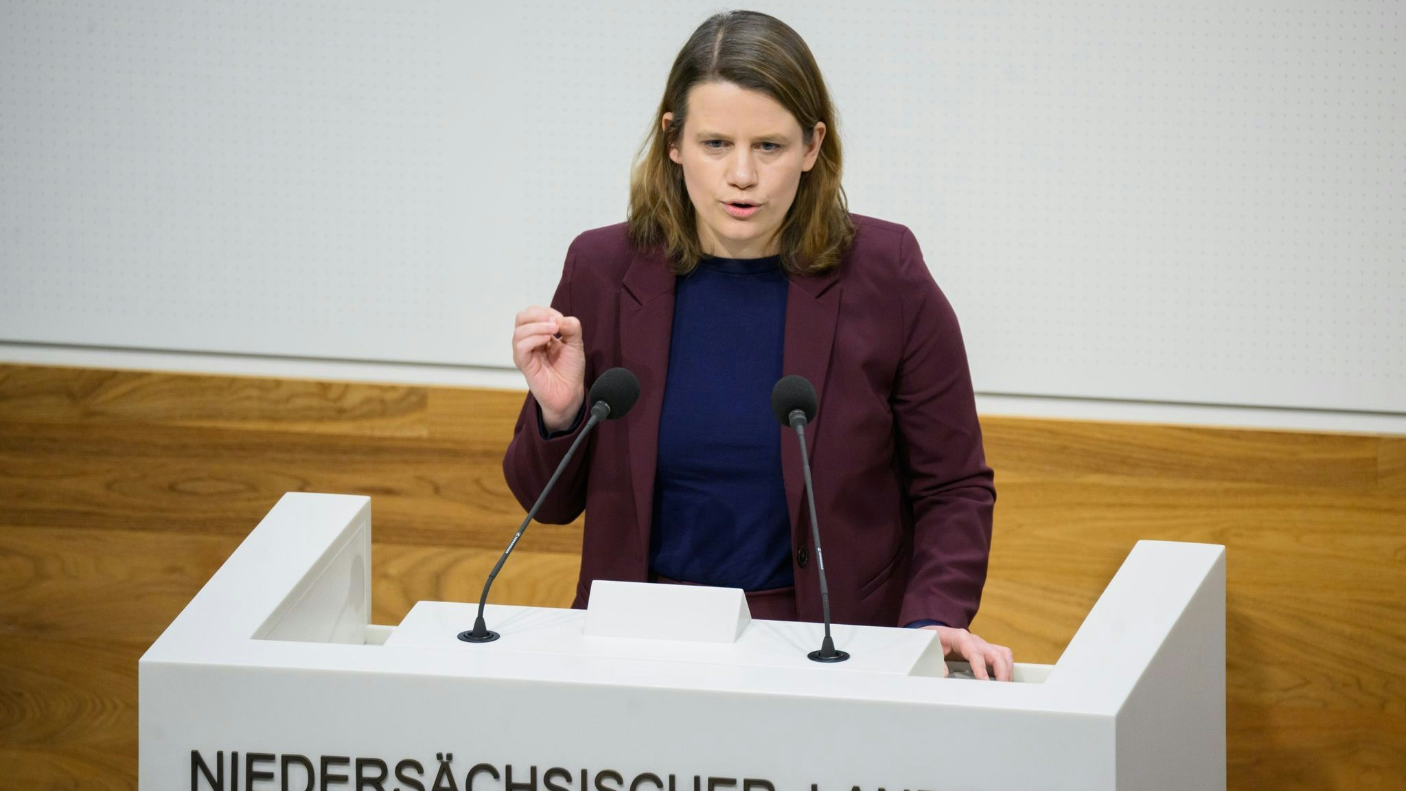Niedersachsens Kultusministerin Julia Willie Hamburg (Grüne) spricht im niedersächsischen Landtag. Foto: dpa/Stratenschulte