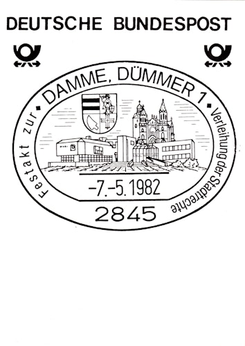 Präsent der Post: Sie veröffentlichte aus Anlass der Dammer Stadtwerdung 1982 einen Sonderstempel.
