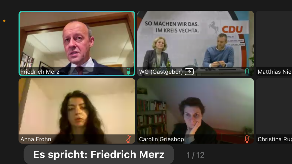 Stellt sich den Fragen der Vechtaer Parteimitglieder: Friedrich Merz beim Online-Austausch. Foto: M. Niehues