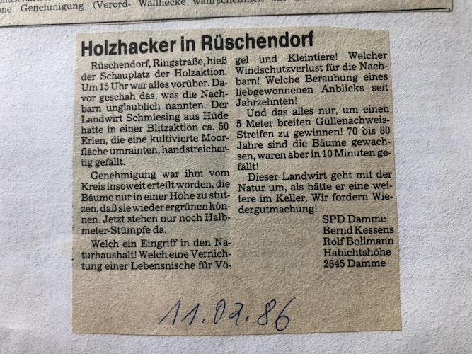 Den ersten Leserbrief heftete Manfred Schlömer im Februar 1986 ab. Foto: C. Meyer