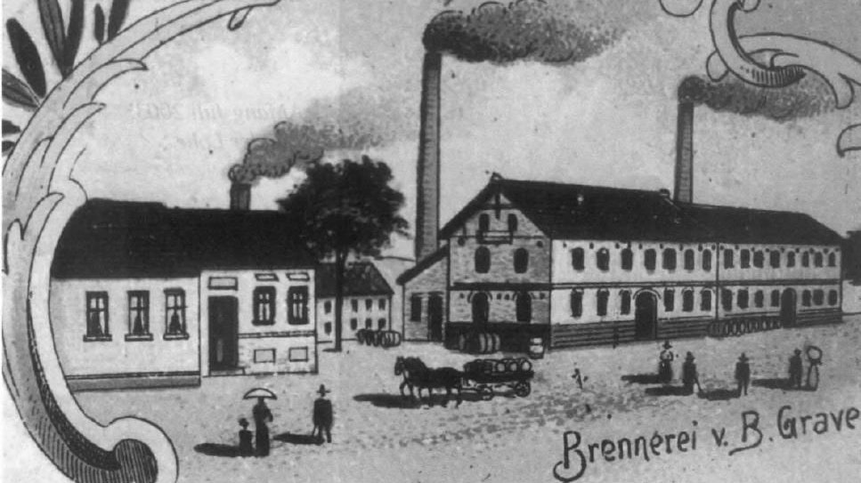 Die Brennerei und Bierbrauerei Bernard Grave in Visbek im Jahr 1890: An diesem Ort begann die Karriere von Joseph Duveneck. Foto: Heimatverein Visbek