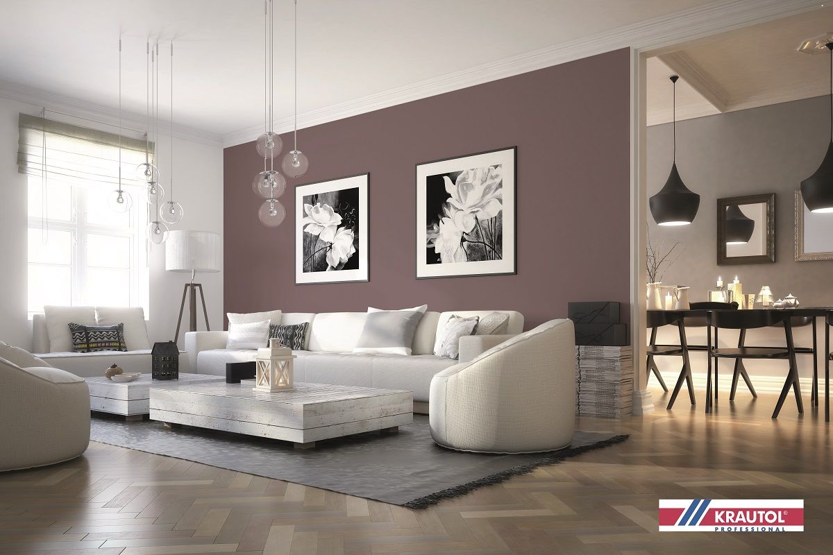 Alles andere als langweilig: So wirkt die Wandfarbe im Wohnzimmer inspirierend. Foto: Stock adobe/Dariusz Oczkowicz