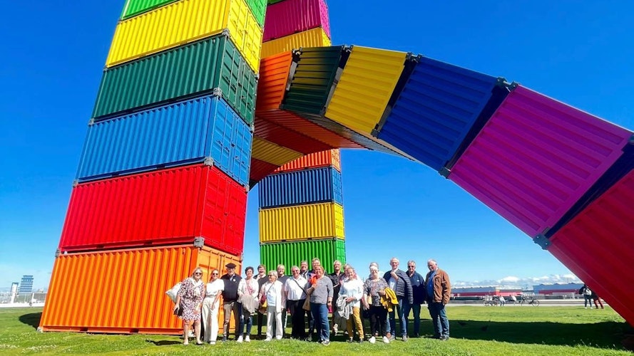 Containerkunst: Der neu gestaltete Pier am Hafen von Épouville lud zu Spaziergängen ein, berichtete die Reisegruppe. Foto: kl. Sextro