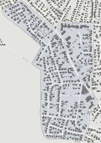52 Hektar groß: Das Sanierungsgebiet Dinklage-West bietet mit seinen rund 400 – meist älteren – Gebäuden viel Potential. Grafik: Stadt Dinklage  von der Heide (OV)