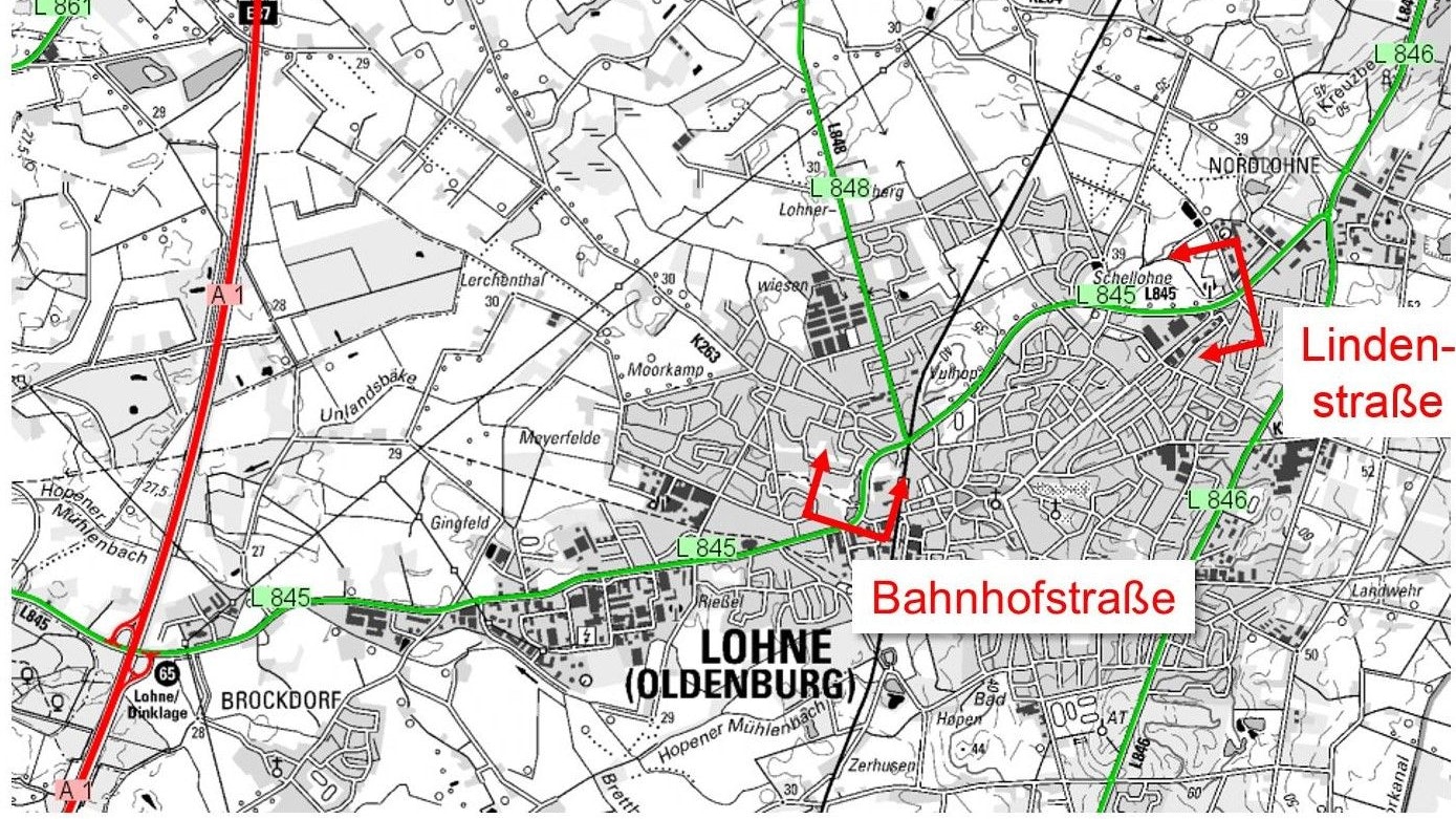 Sanierung des Radweges: Der Bereich zwischen Lindenstraße und Bahnhofstraße soll instand gesetzt werden. Foto: Landesbehörde für Straßenausbau und Verkehr Osnabrück.