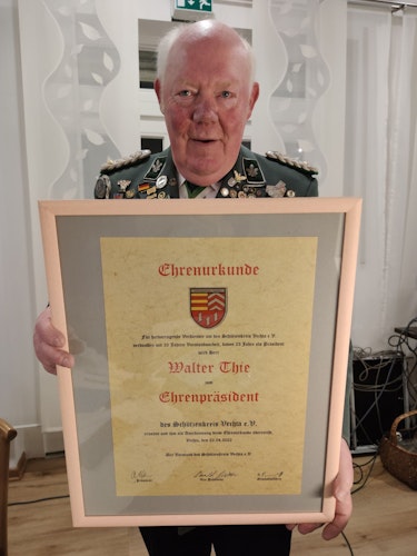 Urgestein“ im Schützenwesen: Walter Thie wird Ehrenpräsident beim Schützenkreis.