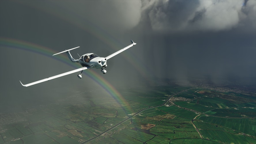  Irgendwo überm Regenbogen: Der detailgetreue Microsoft Flugsimulator 2020 “ist auch so etwas wie die Mutter aller Simulatoren. Foto: Microsoft Corporationdpa-tmn 