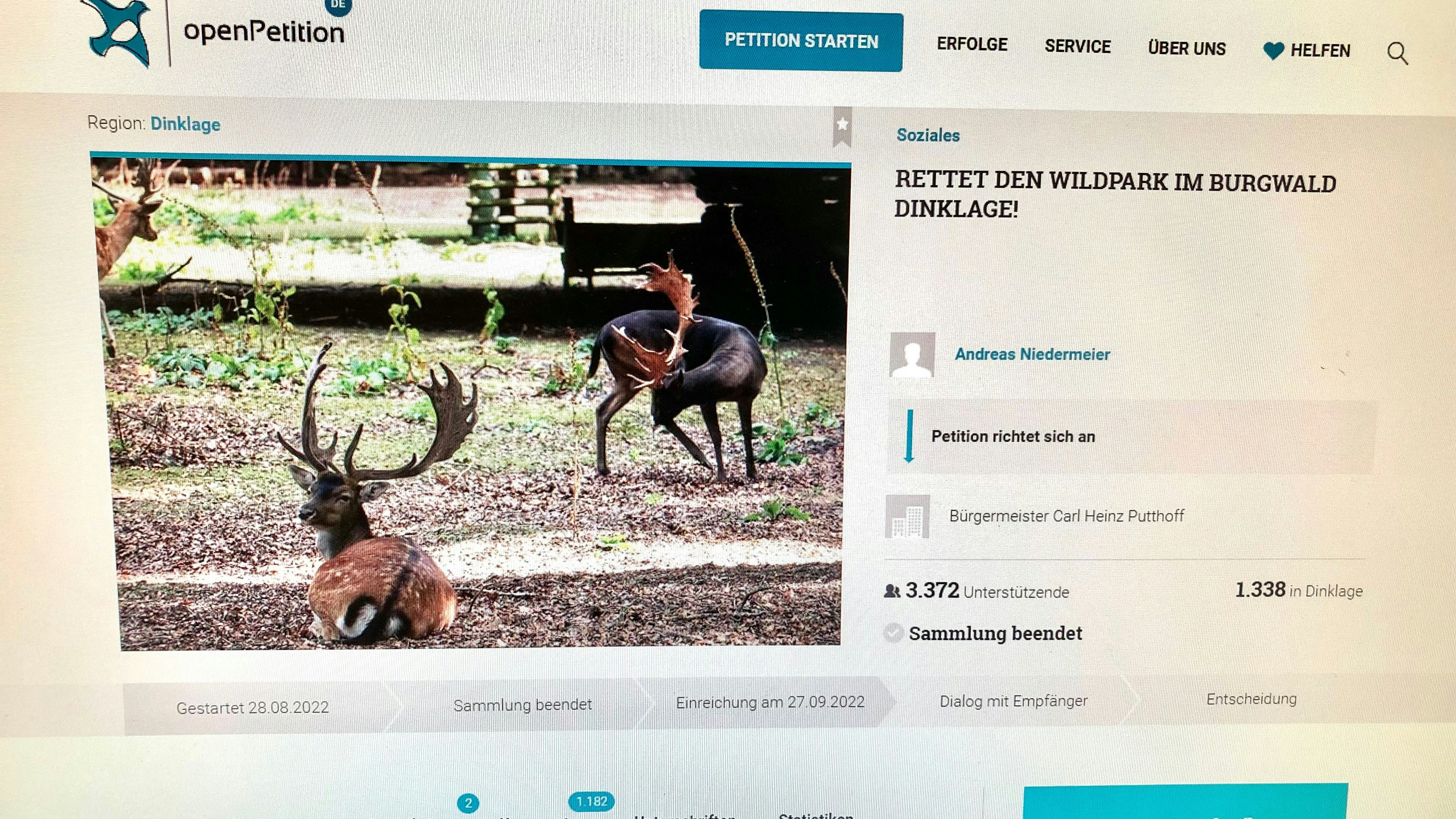 Große Resonanz: 1338 Dinklager unterstützen die Online-Petition, die Tiere im Wildpark zu erhalten. Foto: Böckmann