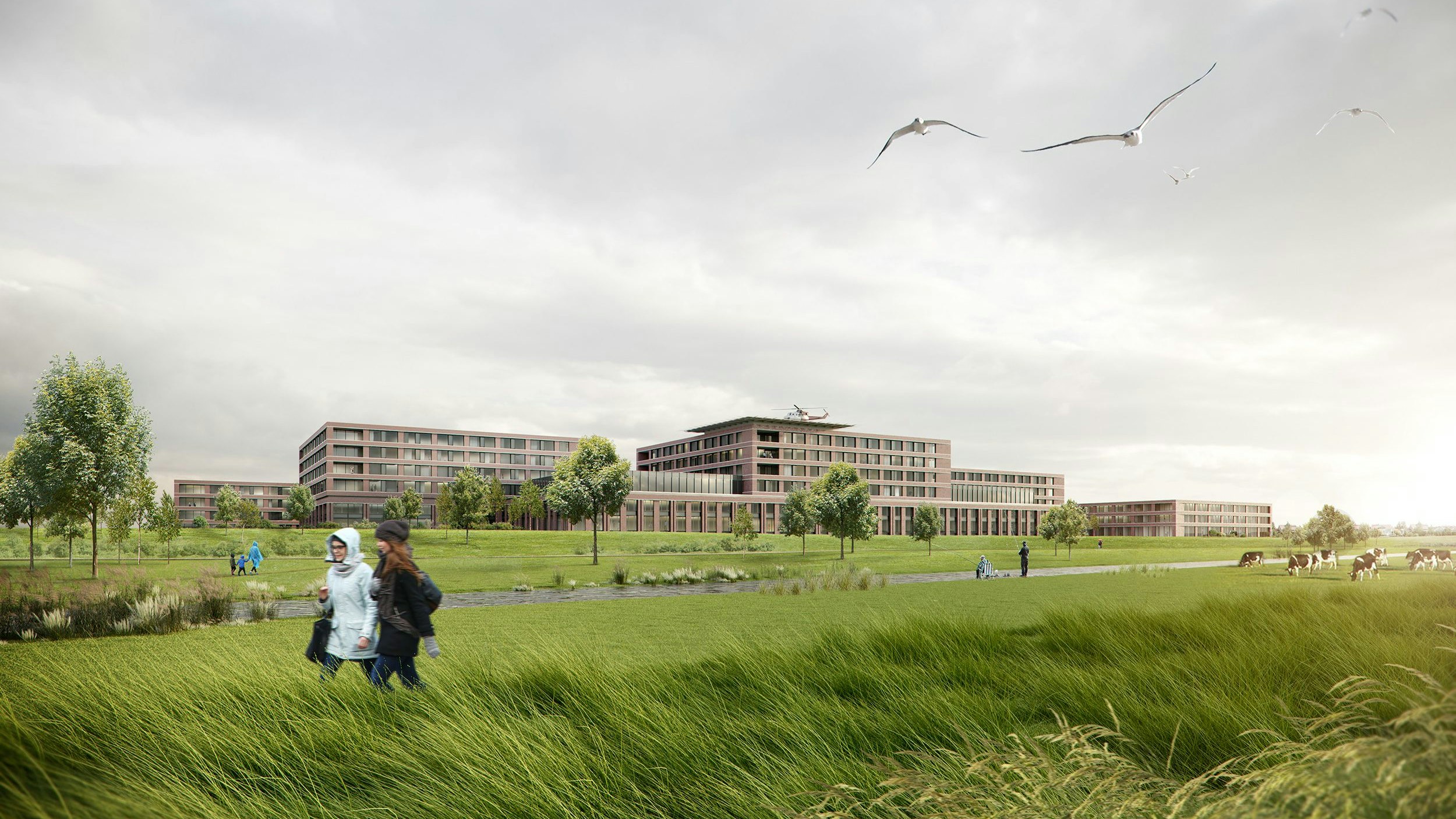 Die geplante Zentralklinik Ostfriesland könnte das erste derartige Projekt sein, das eine Förderzusage vom Land Niedersachsen bekommt. Animation:&nbsp;gmp International